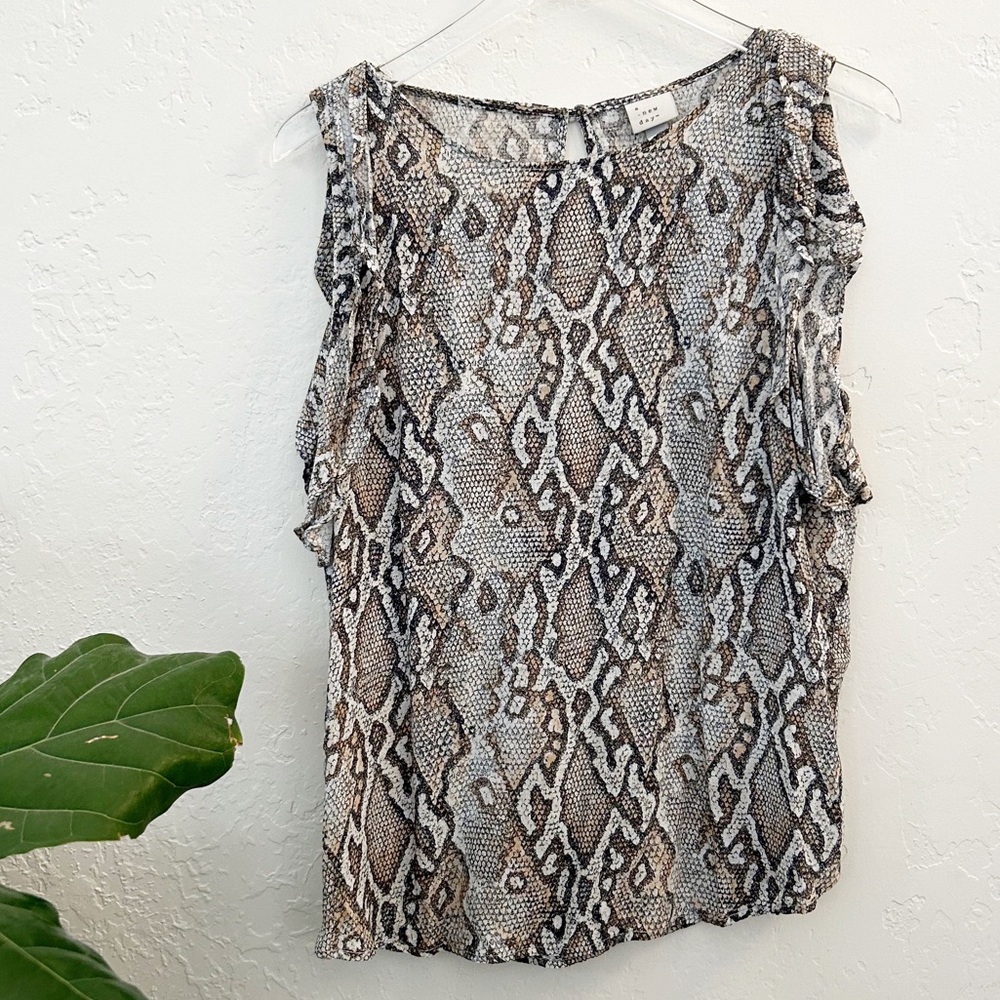 A New Day Snakeskin Print Sleeveless Top Size L